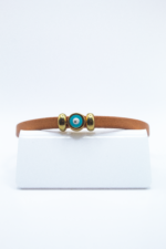 Βραχιόλι Δερματίνι με Ματάκι ( Τιρκουάζ)