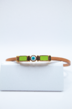 Βραχιόλι Δερματίνι με Ματάκι ( Πράσινο)