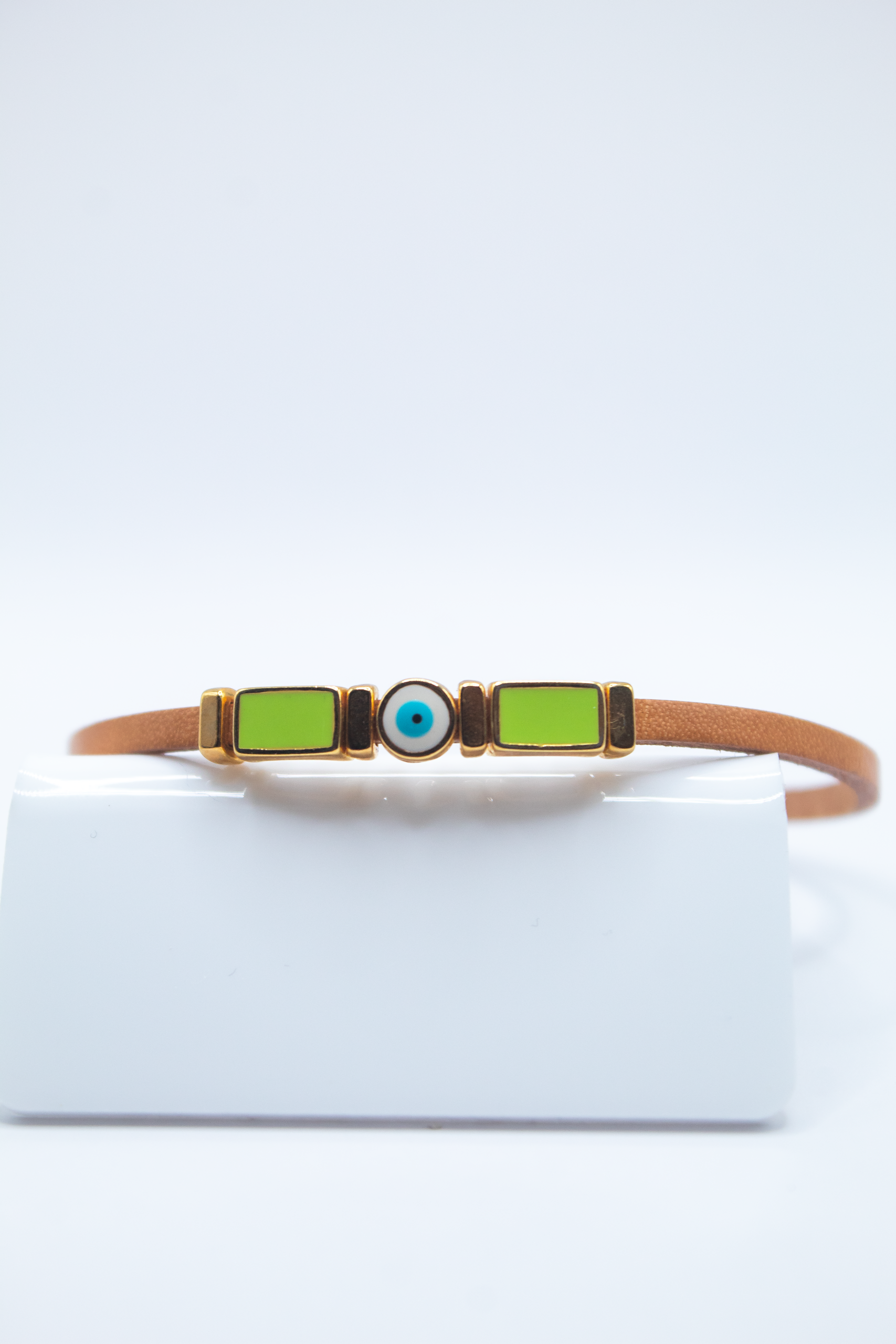 IMG_7763 Βραχιόλι Δερματίνι με Ματάκι ( Πράσινο) - Image 1