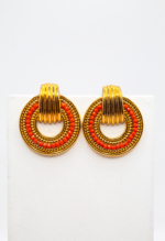 Σκουλαρίκια Με Κοραλί Στρας