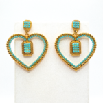 Σκουλαρίκια Καρδιές Τιρκουάζ