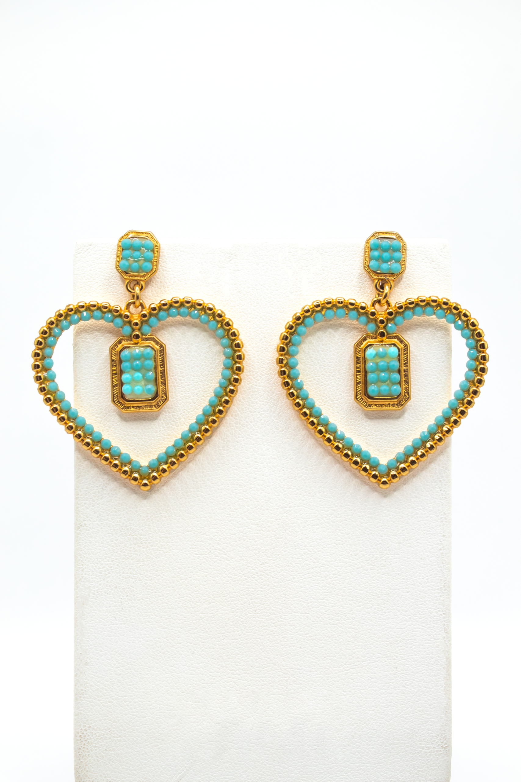 IMG_8010 Σκουλαρίκια Καρδιές Τιρκουάζ - Image 1