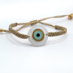 Μακραμέ Βραχιόλι Μάτι, Λευκό